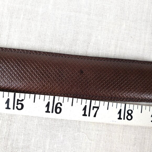 Trafalgar Brown Leather Belt Diamond Embossed Brass Buckle Mens Size 34 - Picture 7 of 11